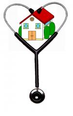 House inside heart-shaped stethoscope represents Health Home.